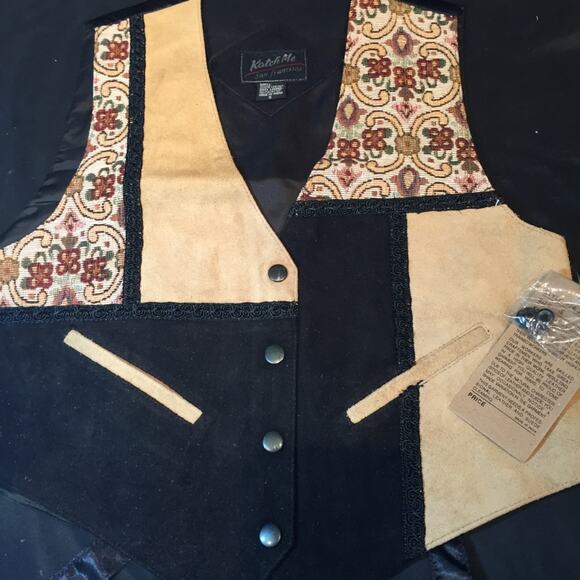 Katch Me NWT Retro BoHo Suede Leather Western Cowboy Ranch Rancher Vest S G - Picture 1 of 6